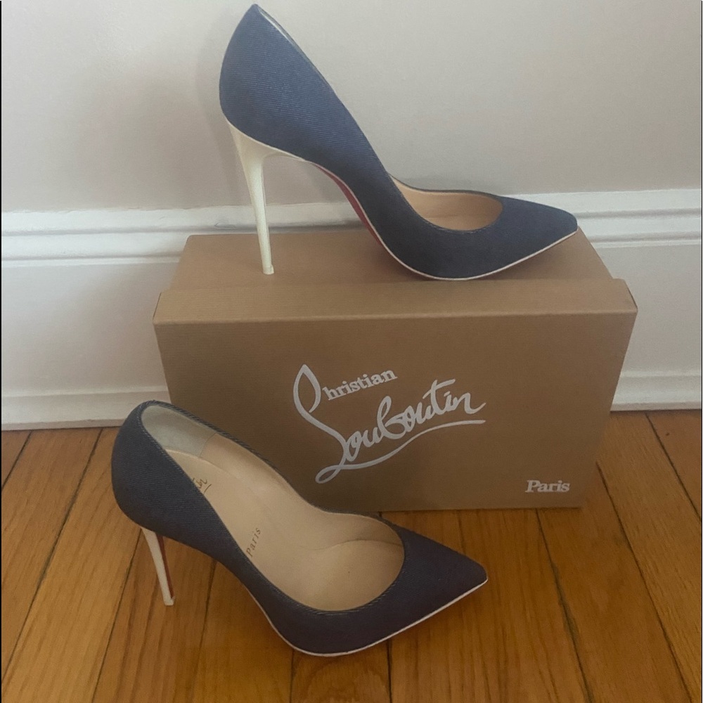 NEW Pigalle Follies 100 Denim Blue Christian Louboutin 38.5 (8.5)